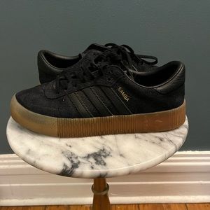 Adidas Samba Rose Shoes in Black Suede